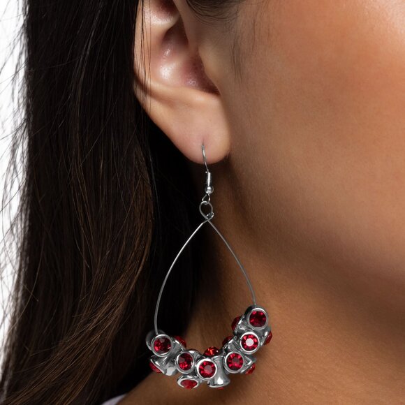 paparazzi Jewelry - Courageous Chandelier - Red Earrings